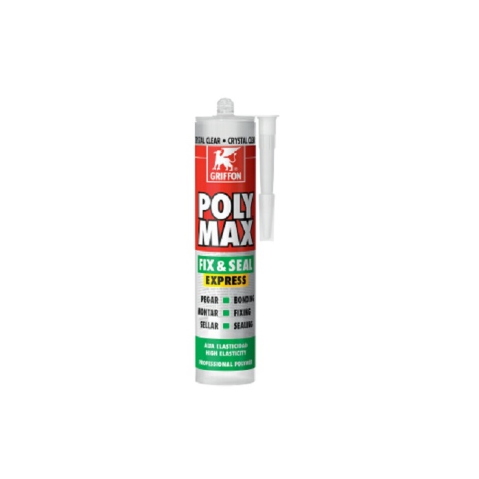 SILICONE SIGILLANTE GRIFFON POLY MAX FIX & SEAL EXPRESS CRYSTAL CLEAR TRASPARENTE - 300g