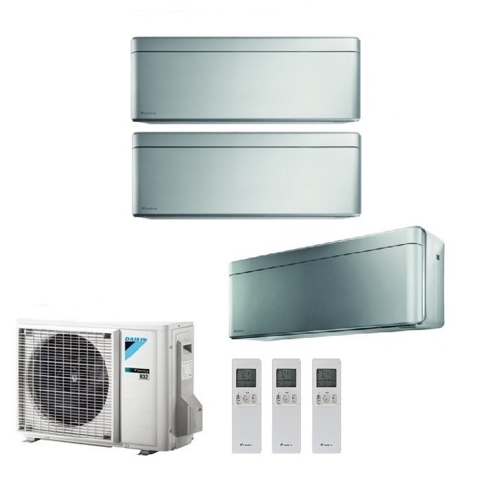 CLIMATIZZATORE CONDIZIONATORE DAIKIN BLUEVOLUTION TRIAL SPLIT INVERTER STYLISH SILVER R-32 WI-FI 7000+7000+7000 CON 3MXM52N - 7+7+7 - NEW TOTAL SILVER FTXA-BS