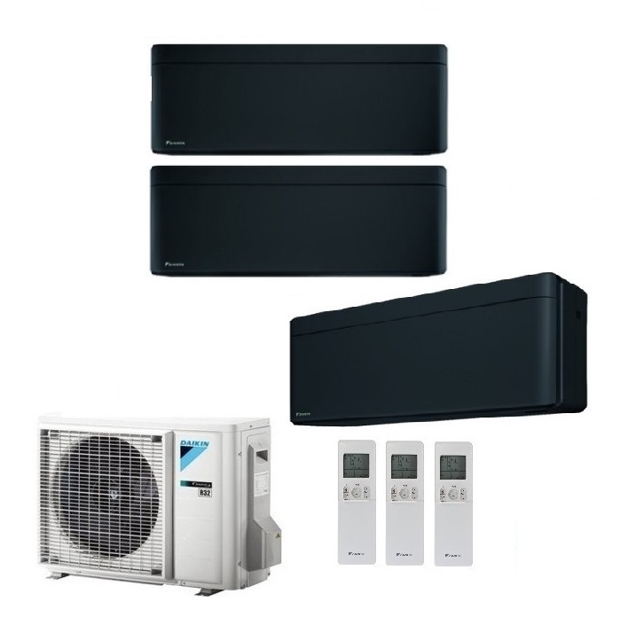 CLIMATIZZATORE CONDIZIONATORE DAIKIN BLUEVOLUTION TRIAL SPLIT INVERTER STYLISH BLACK R-32 WI-FI 7000+7000+7000 CON 3MXM52N - 7+7+7 - NEW TOTAL BLACK