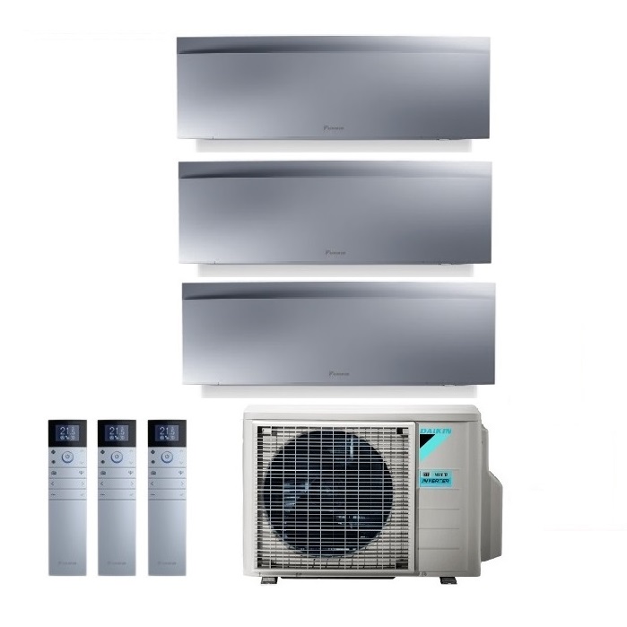 CLIMATIZZATORE CONDIZIONATORE DAIKIN TRIAL SPLIT INVERTER serie 3 FTXJ R-32 EMURA III ARGENTO Bluevolution 7000+7000+7000 con 3MXM40N7 WI-FI INCLUSO - NEW -7+7+7