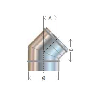 CURVA 45° Ø 80 MONOPARETE ACCIAIO INOX AISI 304 - CORDIVARI