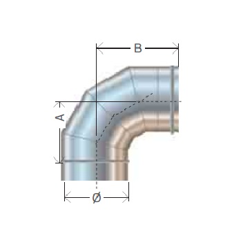 CURVA 90° Ø 80 MONOPARETE ACCIAIO INOX AISI 304 - CORDIVARI