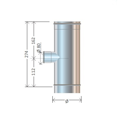 RACCORDO A T 90° FEMMINA Ø80 MONOPARETE ACCIAIO INOX AISI 316 - CORDIVARI
