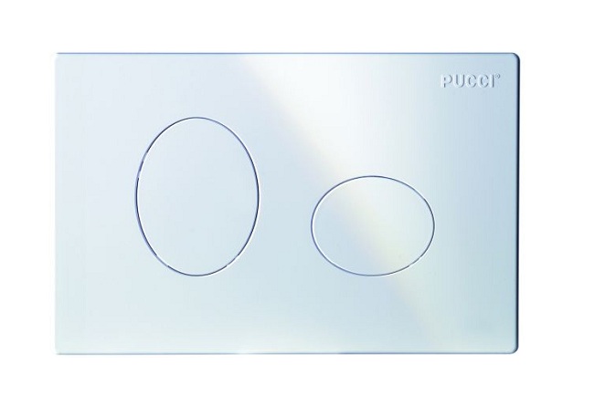 PUCCI - PLACCA DI COMANDO modello: ECO ELLISSE 80000550 con 2 pulsanti di scarico per WC a pavimento BIANCA
