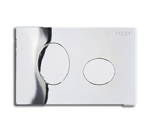 PUCCI - PLACCA DI COMANDO modello: ECO ELLISSE 80000552 con 2 pulsanti di scarico per WC a pavimento CROMO