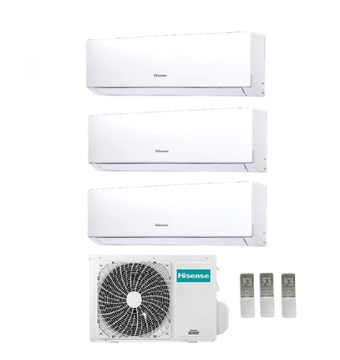 CLIMATIZZATORE CONDIZIONATORE HISENSE TRIAL SPLIT INVERTER SERIE NEW COMFORT 9000+9000+12000 CON 3AMW70U4SAD1 9+9+12 A++ NEW