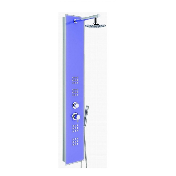 COLONNA DOCCIA MULTIFUNZIONE METAFORM mod. CRYSTAL in vetro temperato e PVC - LILLA