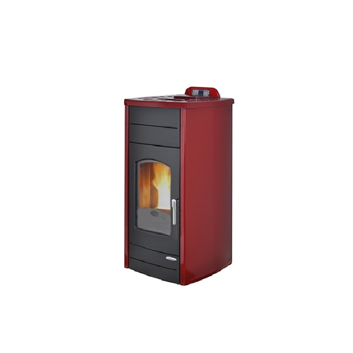 TERMOSTUFA A PELLET LAMINOX IDROVENTILATA MODELLO ESTER LUX 15 KW COLORE ROSSA