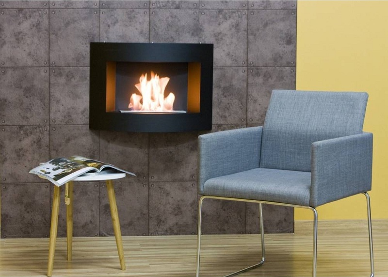 STUFA CAMINO A BIOETANOLO A PARETE MOD. ROUND KW 3,5 CM 63X15,5X45H COD. 89752