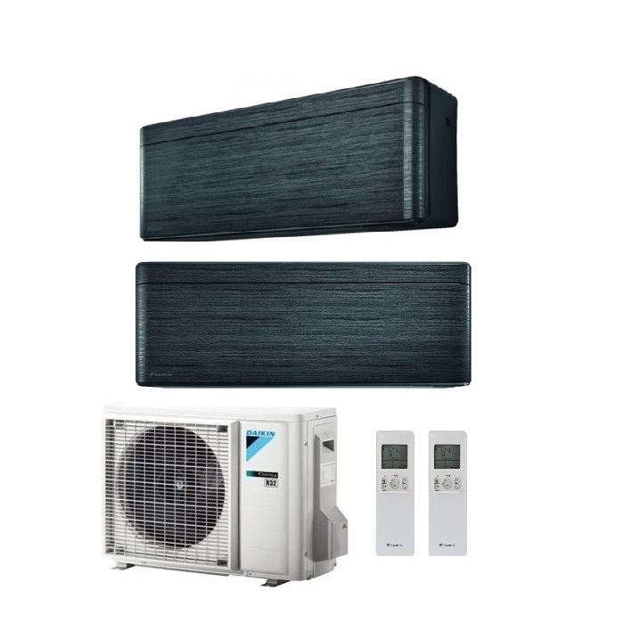 CLIMATIZZATORE CONDIZIONATORE DAIKIN BLUEVOLUTION DUAL SPLIT INVERTER STYLISH BLACKWOOD R-32 WI-FI 7000+12000 CON 2MXM50M9 - NEW REAL BLACKWOOD FTXA-BT