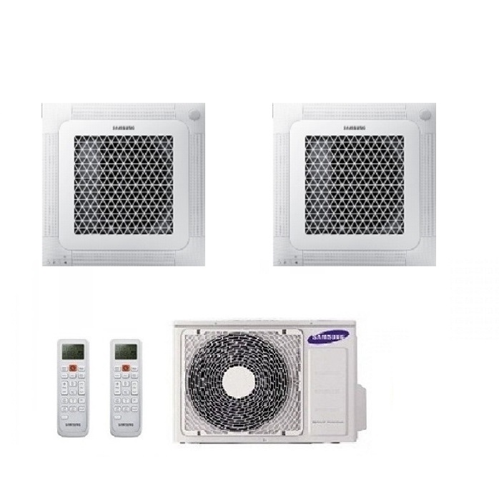 CLIMATIZZATORE CONDIZIONATORE SAMSUNG INVERTER DUAL SPLIT WINDFREE R-32 A CASSETTA 4 VIE MINI 9000+9000 CON AJ040TXJ – NEW 9+9