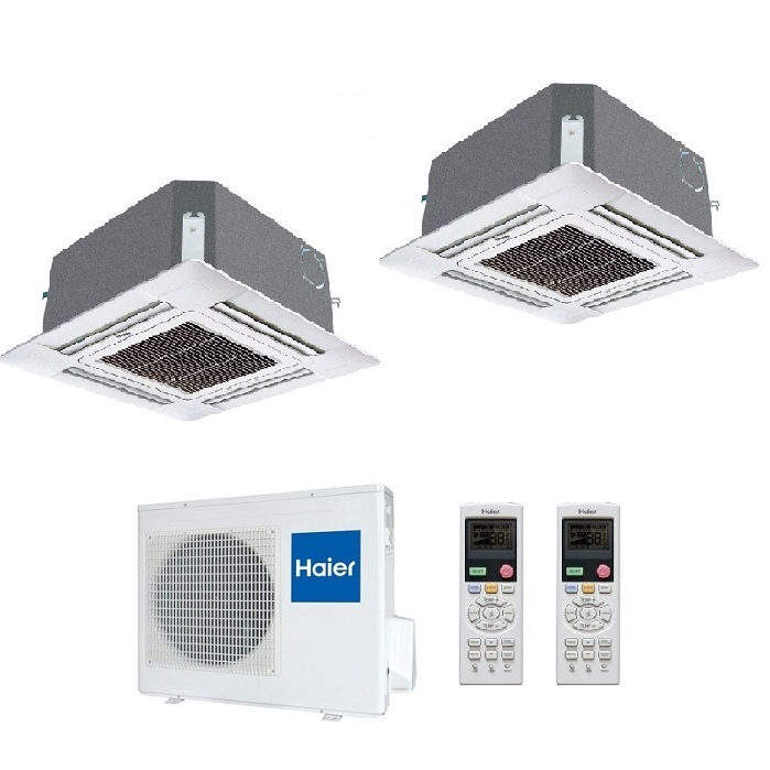 CLIMATIZZATORE CONDIZIONATORE HAIER INVERTER DUAL CASSETTA A 4 VIE CLASSIC POWER 9000+9000 CON 2U18FS2ERA TELECOMANDO E GRIGLIE INCLUSE