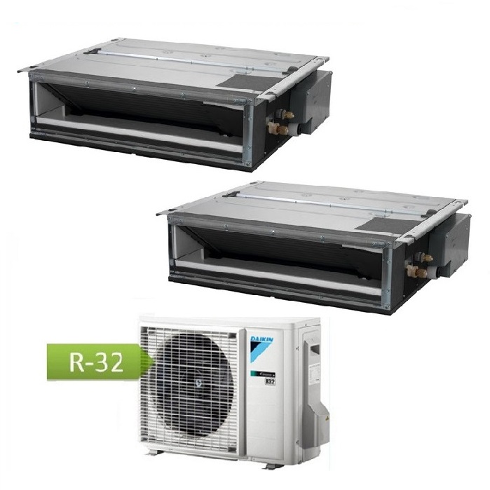 CLIMATIZZATORE CONDIZIONATORE DAIKIN DUAL SPLIT INVERTER CANALIZZABILE SERIE FDXM-F R-32 BLUEVOLUTION 9000+9000 CON 2MXM50M/M9 