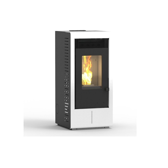 STUFA A PELLET KARMEK ONE MOD. VIGO S1 11,6 KW AD ARIA VENTILATA IN ACCIAIO BIANCO