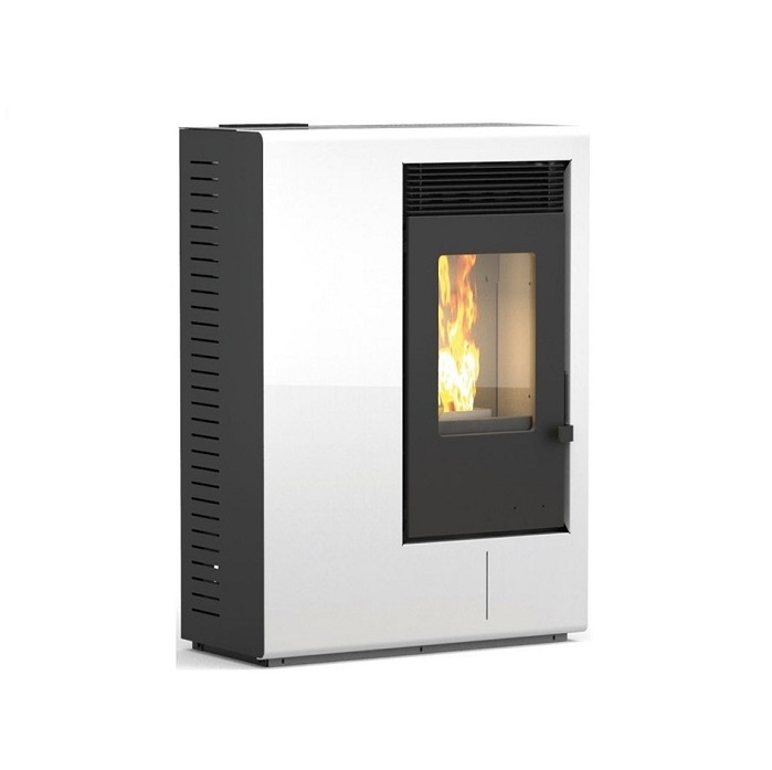 STUFA A PELLET KARMEK ONE MOD. IBIZA S 10,5 KW AD ARIA VENTILATA FORZATA IN ACCIAIO BIANCO