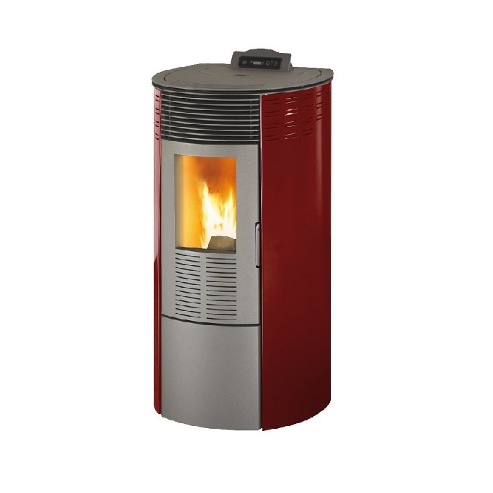 STUFA A PELLET mod. KING 12 ROUND 10 kW BORDEAUX per ambienti fino a 100 mq COD. 94352 – NEW