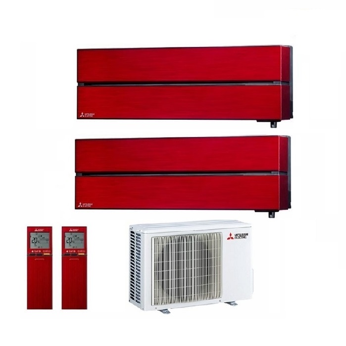 CLIMATIZZATORE CONDIZIONATORE MITSUBISHI ELECTRIC DUAL SPLIT INVERTER MSZ-LN KIRIGAMINE STYLE ROSSO RUBINO R-32 12000+12000 con MXZ-2F53VF Wi-Fi NEW 12+12