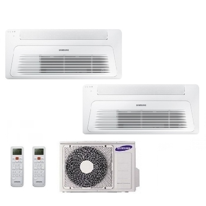 CLIMATIZZATORE CONDIZIONATORE SAMSUNG INVERTER DUAL SPLIT WINDFREE R-32 A CASSETTA 1 VIA 9000+9000 CON AJ050TXJ – NEW 9+9