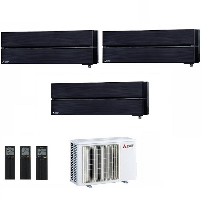 CLIMATIZZATORE CONDIZIONATORE MITSUBISHI ELECTRIC TRIAL SPLIT INVERTER MSZ-LN KIRIGAMINE STYLE ONICE NERO R-32 9000+12000+12000 con MXZ-3F68VF Wi-Fi NEW 9+12+12