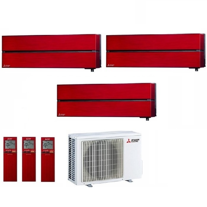 CLIMATIZZATORE CONDIZIONATORE MITSUBISHI ELECTRIC TRIAL SPLIT INVERTER MSZ-LN KIRIGAMINE STYLE ROSSO RUBINO R-32 9000+9000+12000 con MXZ-3F68VF Wi-Fi NEW 9+9+12