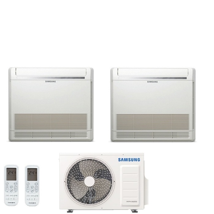CLIMATIZZATORE CONDIZIONATORE SAMSUNG INVERTER DUAL CONSOLE R-32 9000+12000 CON AJ050TXJ - NEW COMANDO WIRLESS INCLUSO 9+12