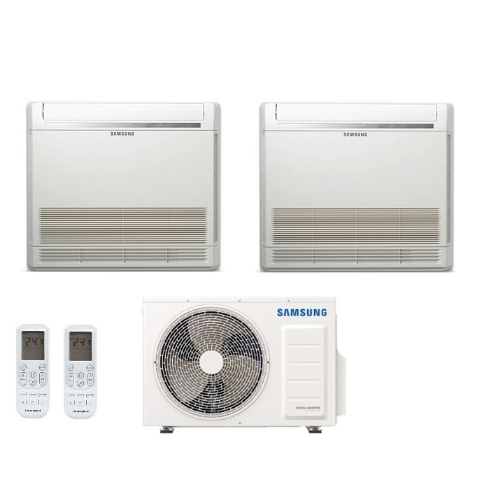CLIMATIZZATORE CONDIZIONATORE SAMSUNG INVERTER DUAL CONSOLE R-32 9000+12000 CON AJ040TXJ - NEW COMANDO WIRLESS INCLUSO 9+12