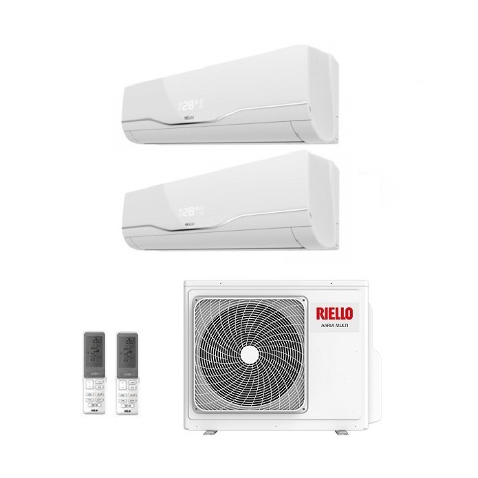 CLIMATIZZATORE CONDIZIONATORE RIELLO INVERTER DUAL SPLIT AARIA PLUS 7000+12000 BTU R-32 CON AARIA MULTI 250 P 7+12 A++/A+ WI-FI OPTIONAL