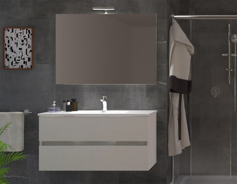 PONSI ANGOLO MOBILE BAGNO SERIE SMILE 1 DA 100 CM VARIE FINITURE EFFETTO LEGNO
