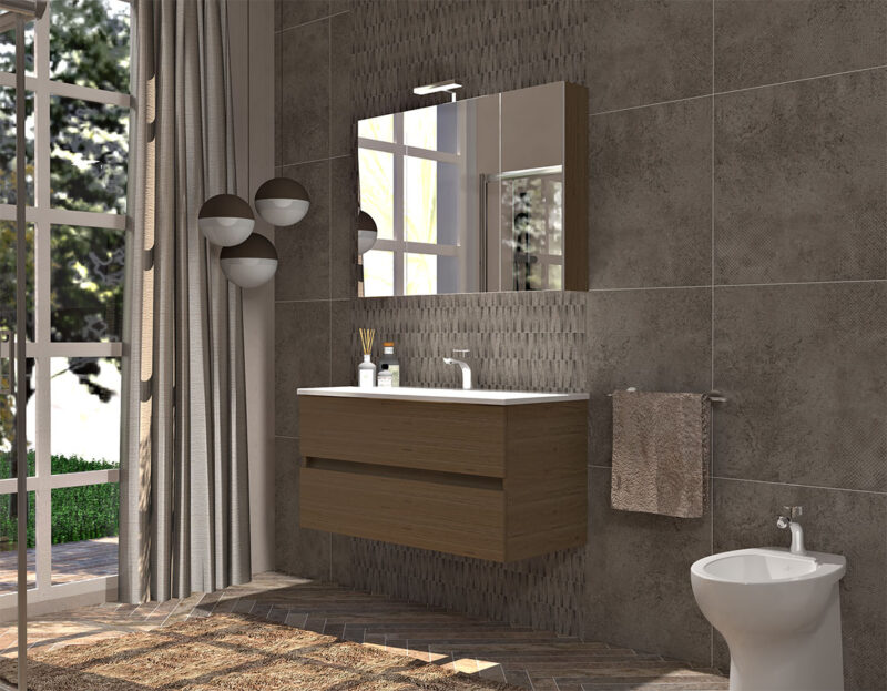 PONSI ANGOLO MOBILE BAGNO SERIE SMILE 3 DA 80 CM VARIE FINITURE EFFETTO LEGNO