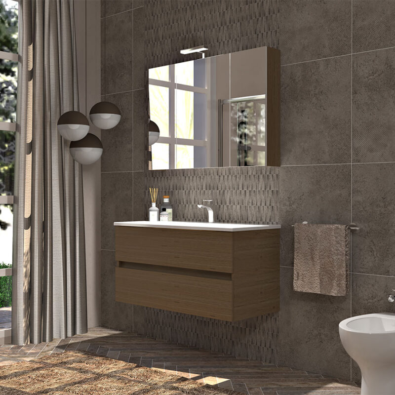 PONSI ANGOLO MOBILE BAGNO SERIE SMILE 3 DA 80 CM VARIE FINITURE EFFETTO LEGNO
