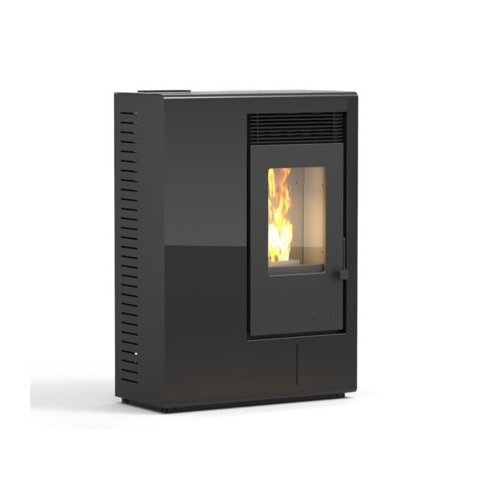 STUFA A PELLET KARMEK ONE MOD. IBIZA S 10,5 KW AD ARIA VENTILATA FORZATA IN ACCIAIO NERO