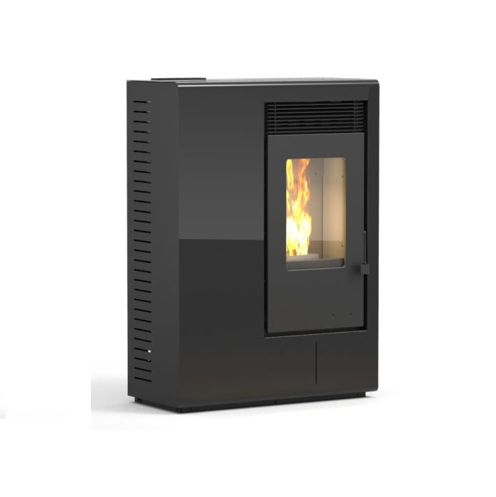 STUFA A PELLET KARMEK ONE MOD. IBIZA S CANALIZZABILE 10,5 KW AD ARIA VENTILATA FORZATA IN ACCIAIO NERO