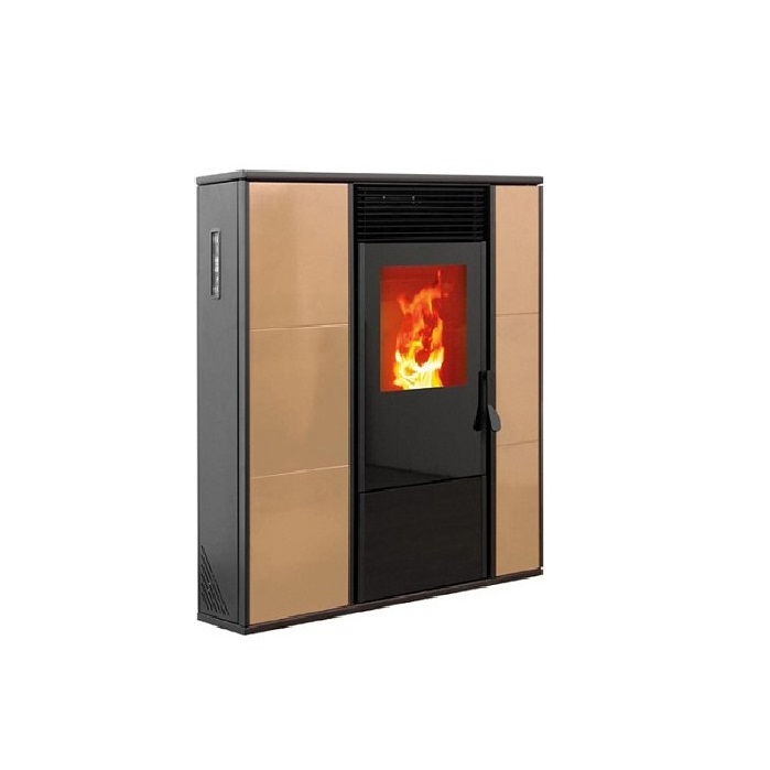 STUFA A PELLET KARMEK ONE MOD. ALICE CANALIZZATA 14,3 KW AD ARIA VENTILATA IN ACCIAIO BEIGE