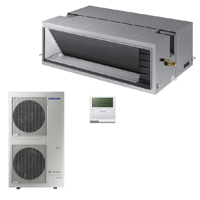 CLIMATIZZATORE CONDIZIONATORE SAMSUNG CANALIZZABILE ALTA PREVALENZA INVERTER POMPA DI CALORE AC250KNPKH/EU 250000 BTU CON COMANDO FILO MWR-WE13N INCLUSO