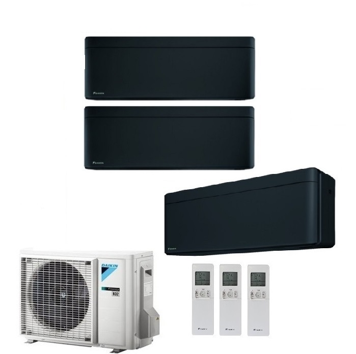 CLIMATIZZATORE CONDIZIONATORE DAIKIN BLUEVOLUTION TRIAL SPLIT INVERTER STYLISH BLACK R-32 WI-FI 12000+12000+12000 CON 3MXM68N - 12+12+12 - NEW TOTAL BLACK