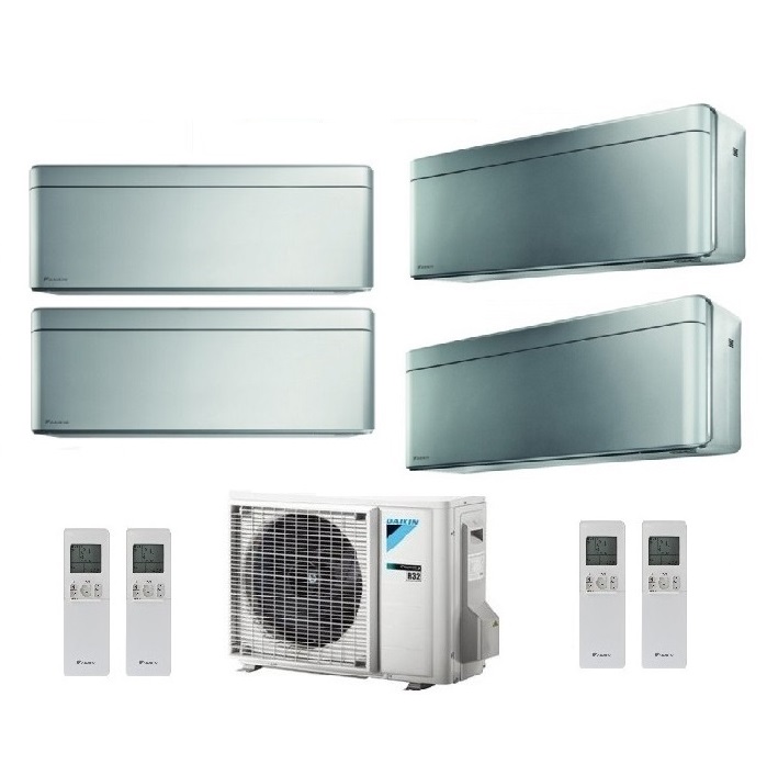 CLIMATIZZATORE CONDIZIONATORE DAIKIN BLUEVOLUTION QUADRI SPLIT INVERTER STYLISH SILVER R-32 WI-FI 7000+7000+7000+7000 CON 4MXM80N 7+7+7+7 NEW TOTAL SILVER FTXA-BS