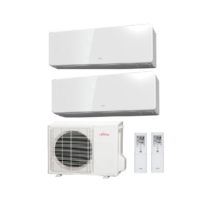 CLIMATIZZATORE CONDIZIONATORE FUJITSU DUAL SPLIT PARETE INVERTER SERIE KM 7000+7000 BTU con AOYG14KBTA2 7+7 - WI-FI INTEGRATO