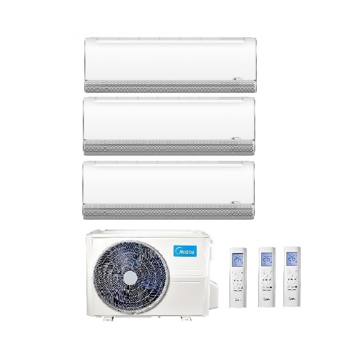 CLIMATIZZATORE CONDIZIONATORE TRIAL SPLIT INVERTER MIDEA BREEZELESS+ R-32 9000+12000+12000 BTU A++ CON M3O-27FN8-Q WI-FI INCLUSO NEW 9+12+12