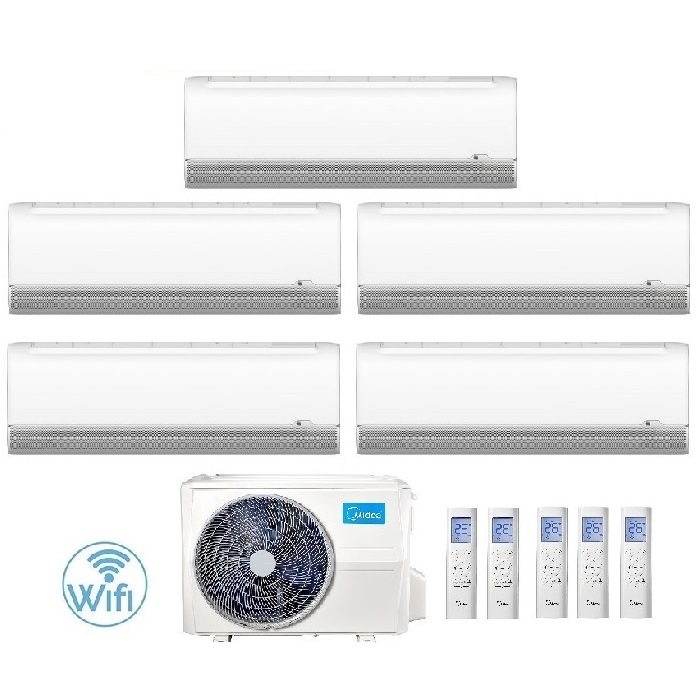CLIMATIZZATORE CONDIZIONATORE PENTA SPLIT INVERTER MIDEA BREEZELESS+ R-32 9000+9000+9000+12000+12000 BTU A++ CON M5OE-42HFN8-Q  WI-FI INCLUSO NEW 9+9+9+12+12