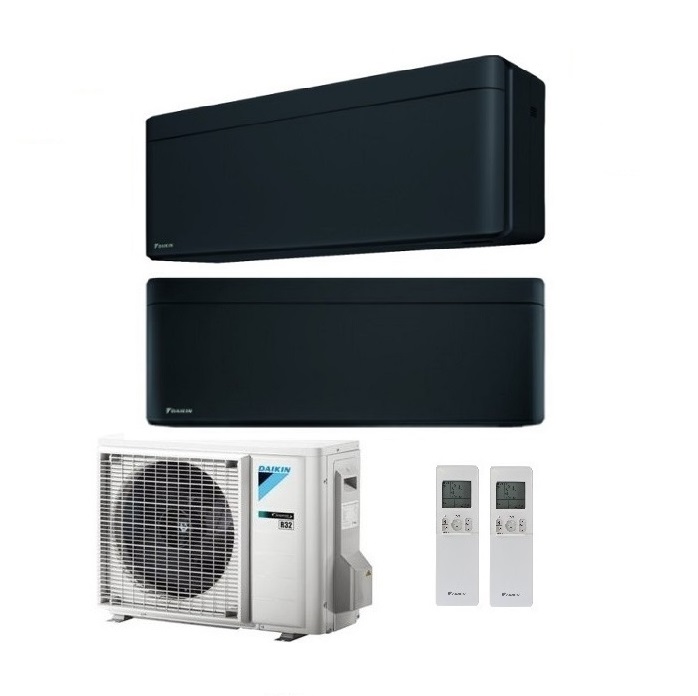 CLIMATIZZATORE CONDIZIONATORE DAIKIN BLUEVOLUTION DUAL SPLIT INVERTER STYLISH BLACK R-32 WI-FI 7000+18000 CON 2MXM50M9 - NEW TOTAL BLACK FTXA-BB Garanzia Italiana 7+18