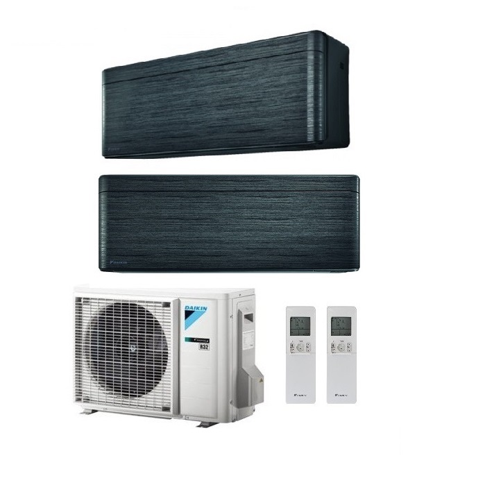 CLIMATIZZATORE CONDIZIONATORE DAIKIN BLUEVOLUTION DUAL SPLIT INVERTER STYLISH BLACKWOOD R-32 WI-FI 7000+9000 CON 2MXM50M9 - NEW REAL BLACKWOOD FTXA-BT 7+9