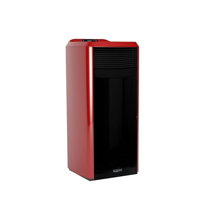 TERMOSTUFA A PELLET LAMINOX IDROVENTILATA MODELLO TINA LUX 20 KW BLACK LINE VERSION COLORE ROSSO
