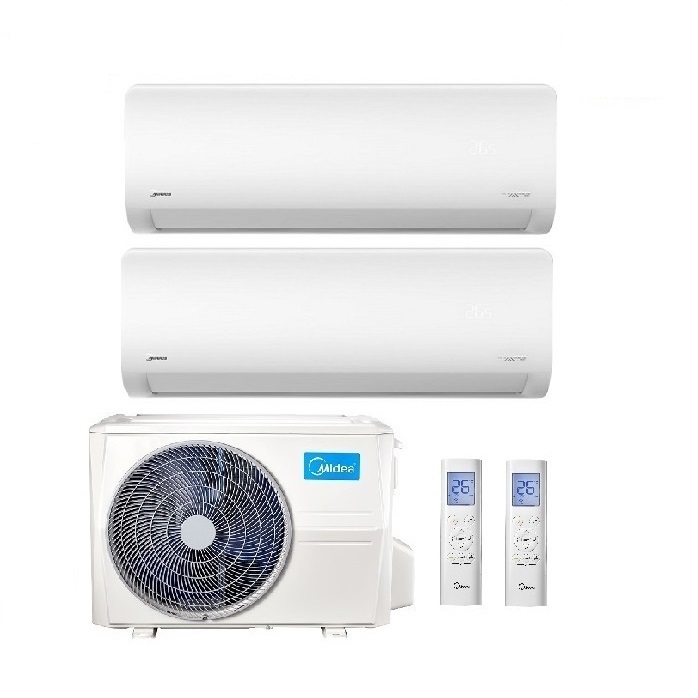 CLIMATIZZATORE CONDIZIONATORE DUAL SPLIT INVERTER MIDEA XTREME R-32 9000+12000 BTU 9+12 CON M2OG-14HFN8-Q WI-FI INCLUSO NEW