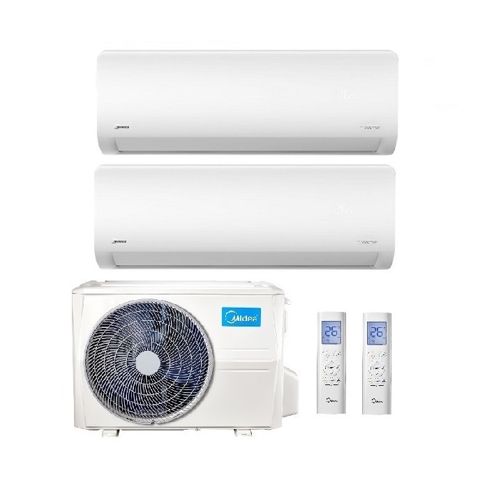 CLIMATIZZATORE CONDIZIONATORE DUAL SPLIT INVERTER MIDEA XTREME R-32 12000+12000 BTU 12+12 CON M2OD-18HFN8-Q WI-FI INCLUSO NEW