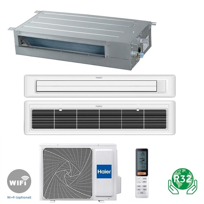 CLIMATIZZATORE CONDIZIONATORE HAIER INVERTER CANALIZZATO SLIM BASSA PRESSIONE 24000 BTU R-32 A+ AD71S2SS1FAH CON TELECOMANDO E PANNELLO INCLUSI - WI-FI INCLUSO – NEW