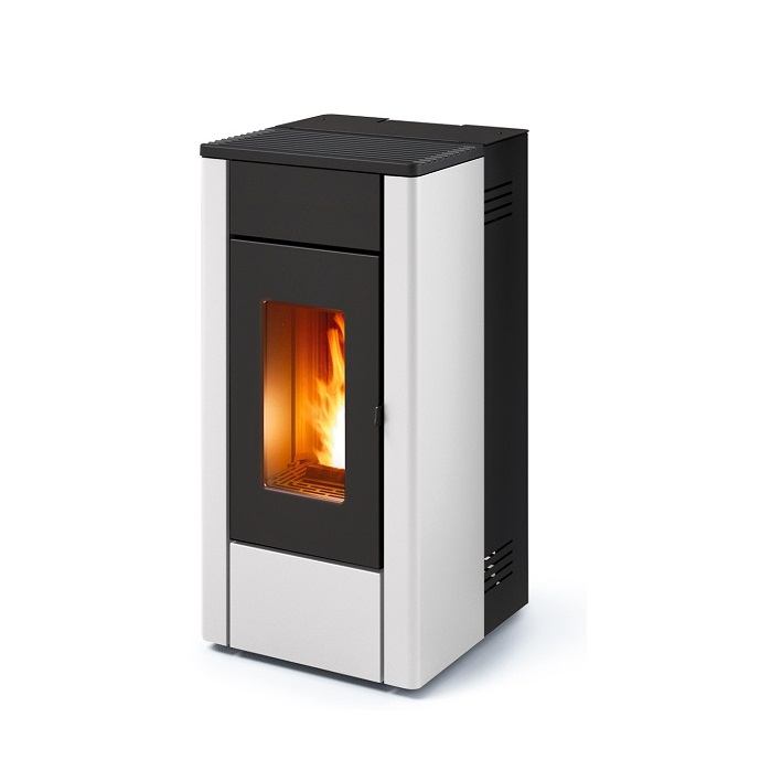 STUFA A PELLET AD ARIA VENTILATA MCZ MAY AIR 7 S1 - 7 KW  IN ACCIAIO COLORE WHITE