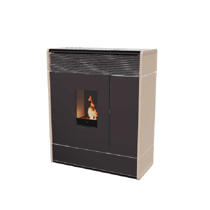 STUFA A PELLET IDRO SLIM MCZ AKI HYDROMATIC 18 M2 MAESTRO 18 KW CON FIANCHI IN CERAMICA COLORE SABBIA