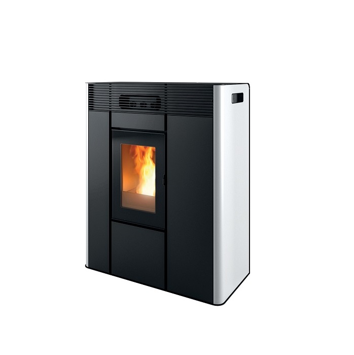 TERMOSTUFA A PELLET SLIM MCZ THEA HYDRO 23 S1 - 23 KW IN ACCIAIO CON VENTILAZIONE FRONTALE COLORE WHITE