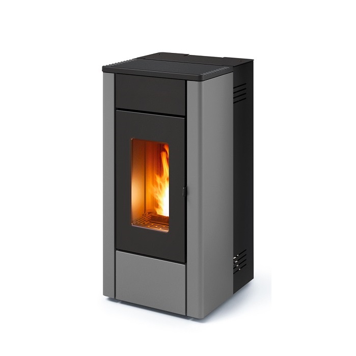 STUFA A PELLET AD ARIA VENTILATA MCZ MAY AIR 7 S1 - 7 KW  IN ACCIAIO COLORE SILVER