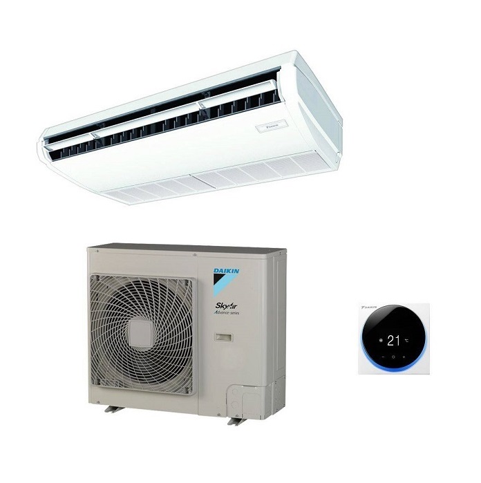 CLIMATIZZATORE CONDIZIONATORE DAIKIN SKY AIR ADVANCE PENSILE A SOFFITTO DC INVERTER 24000 BTU FHA71A MONOFASE R-32 WI-FI OPTIONAL CON COMANDO A FILO BIANCO
